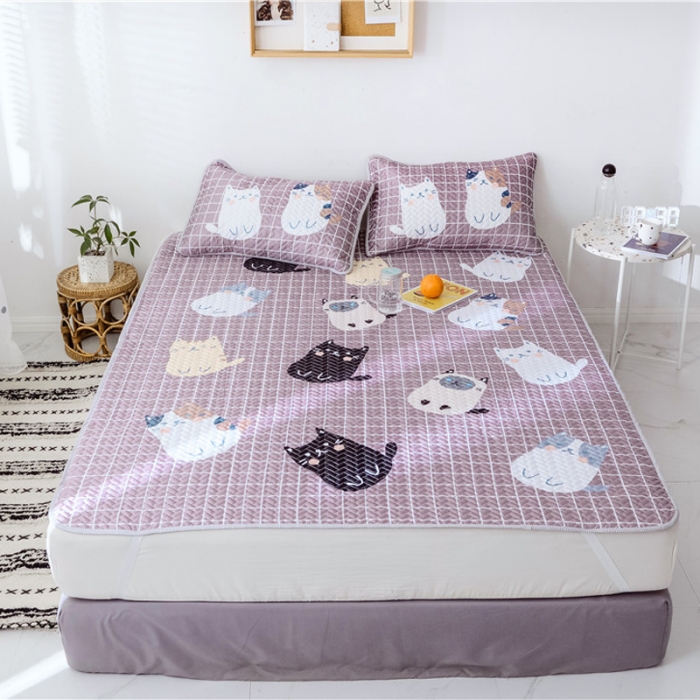 91家纺网 家纺一手货源 找家纺 一米阳光 2019新款冰丝空调软席 猫咪