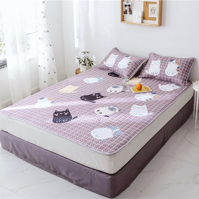 91家纺网 家纺一手货源 找家纺 一米阳光 2019新款冰丝空调软席 猫咪