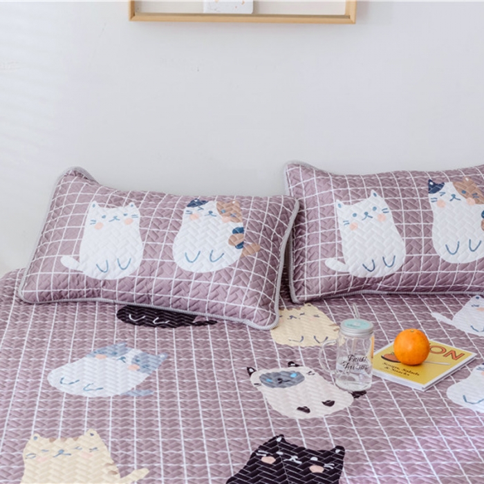 91家纺网 家纺一手货源 找家纺 一米阳光 2019新款冰丝空调软席 猫咪