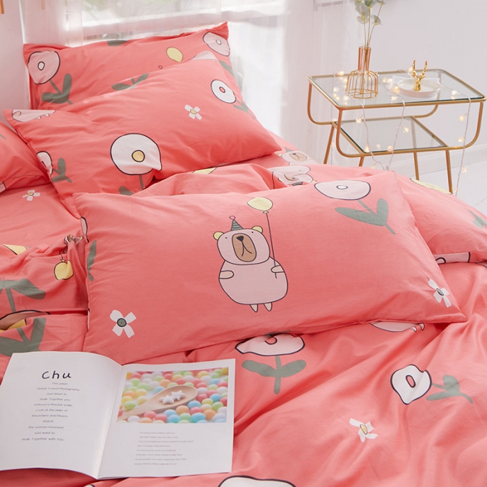 91家纺网 家纺一手货源 找家纺 一米阳光 2019新款泫雅风全棉13070四件套 花趣