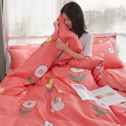 91家纺网 家纺一手货源 找家纺 一米阳光 2019新款泫雅风全棉13070四件套 花趣