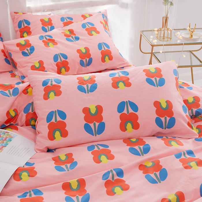 91家纺网 家纺一手货源 找家纺 一米阳光 2019新款泫雅风全棉13070四件套 花颜