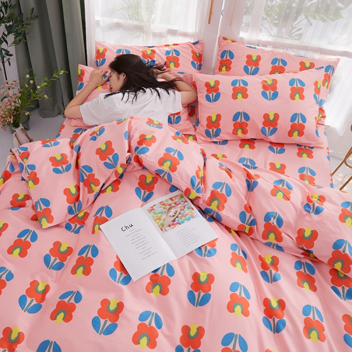 91家纺网 家纺一手货源 找家纺 一米阳光 2019新款泫雅风全棉13070四件套 花颜