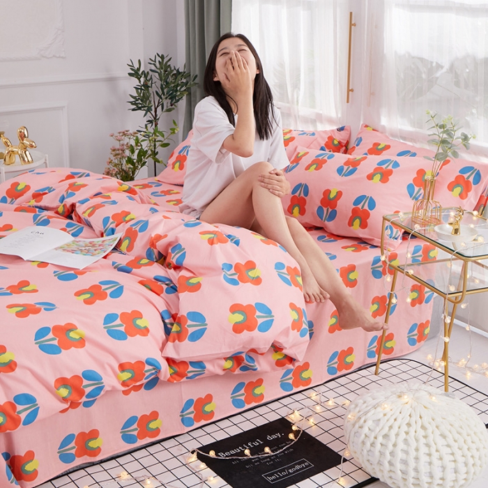 91家纺网 家纺一手货源 找家纺 一米阳光 2019新款泫雅风全棉13070四件套 花颜