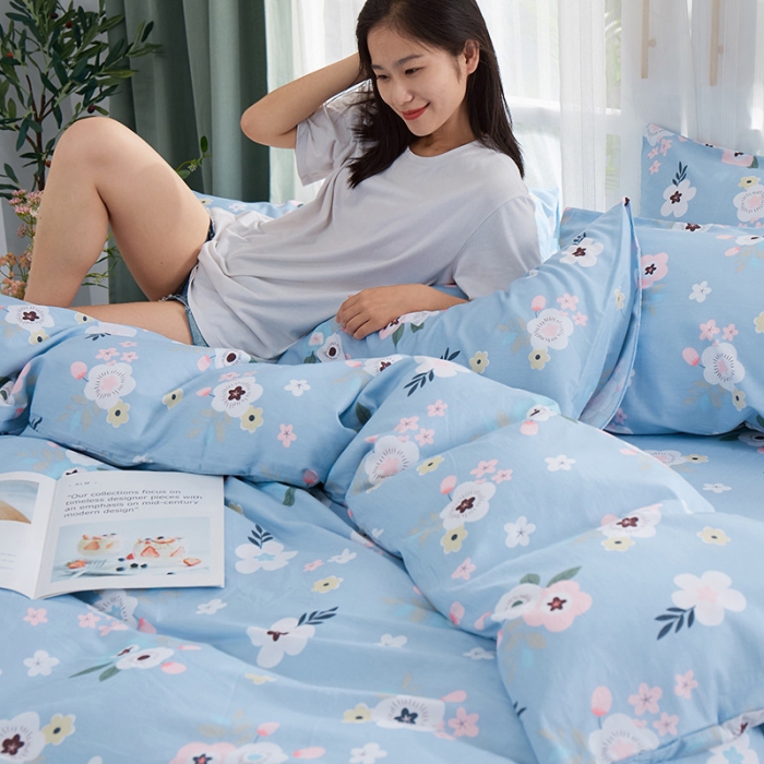 91家纺网 家纺一手货源 找家纺 一米阳光 2019新款泫雅风全棉13070四件套 宁静