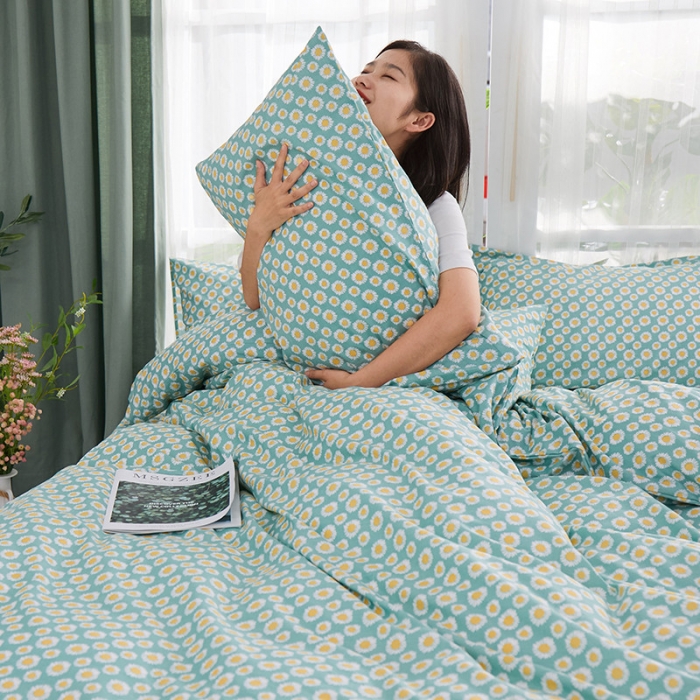 91家纺网 家纺一手货源 找家纺 一米阳光 2019新款泫雅风全棉13070四件套 小野菊