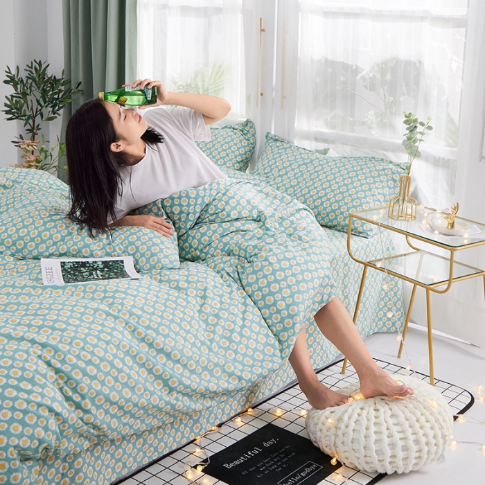 91家纺网 家纺一手货源 找家纺 一米阳光 2019新款泫雅风全棉13070四件套 小野菊