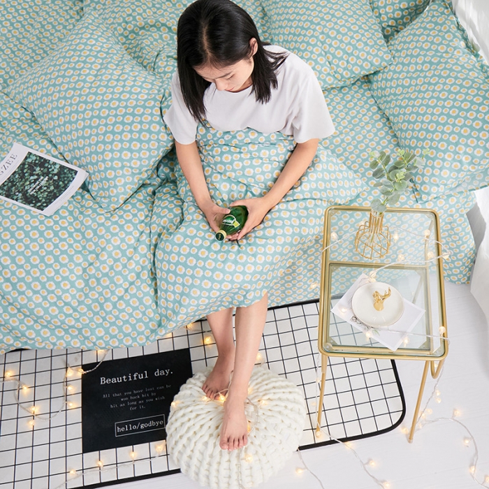 91家纺网 家纺一手货源 找家纺 一米阳光 2019新款泫雅风全棉13070四件套 小野菊