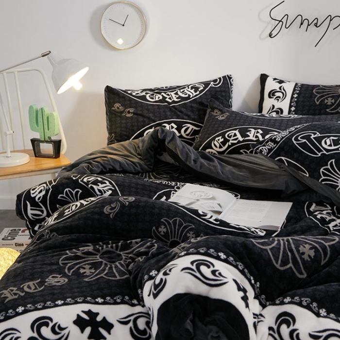 91家纺网 家纺一手货源 找家纺 一米阳光 2019新款法莱绒四件套 夜魅