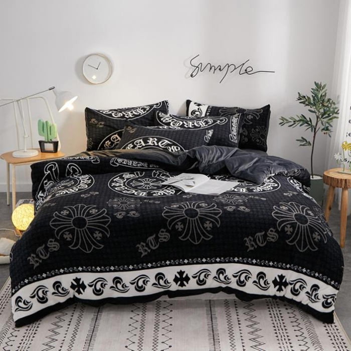 91家纺网 家纺一手货源 找家纺 一米阳光 2019新款法莱绒四件套 夜魅