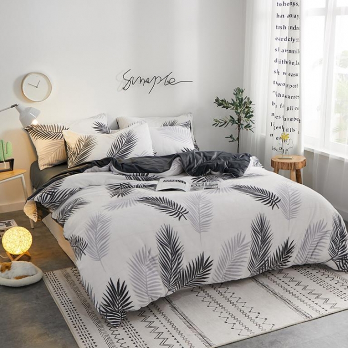 91家纺网 家纺一手货源 找家纺 一米阳光 2019新款法莱绒四件套 羽叶