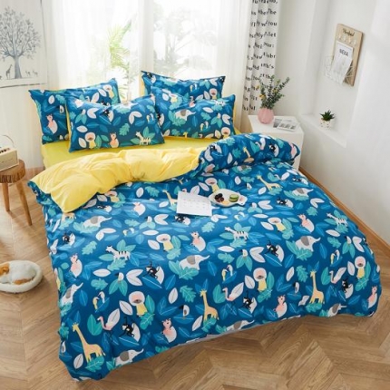 91家纺网 家纺一手货源 找家纺 （总）一米阳光 2019新款A棉B纯色绒四件套