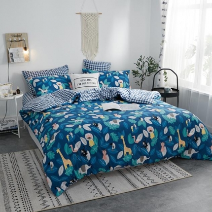 91家纺网 家纺一手货源 找家纺 （总）一米阳光 2019新款A棉B格子绒四件套