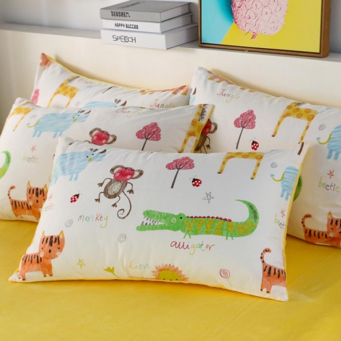 91家纺网 家纺一手货源 找家纺 一米阳光 2019新款A棉B纯色绒四件套 动物城