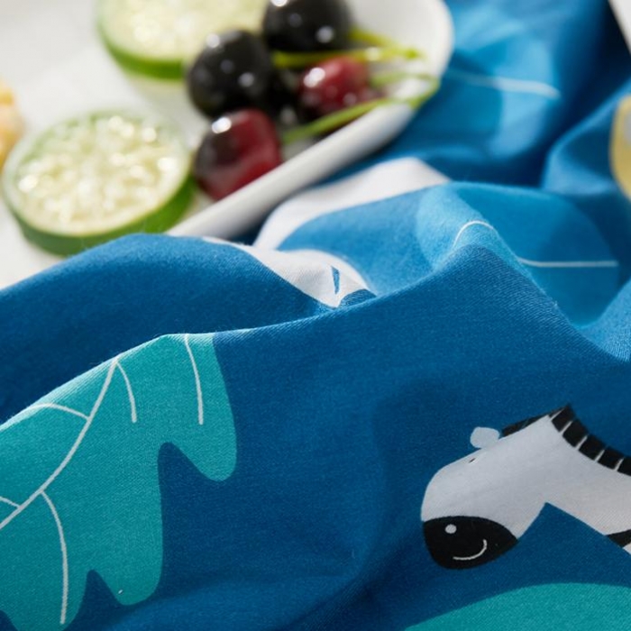 91家纺网 家纺一手货源 找家纺 一米阳光 2019新款A棉B纯色绒四件套 动物派对