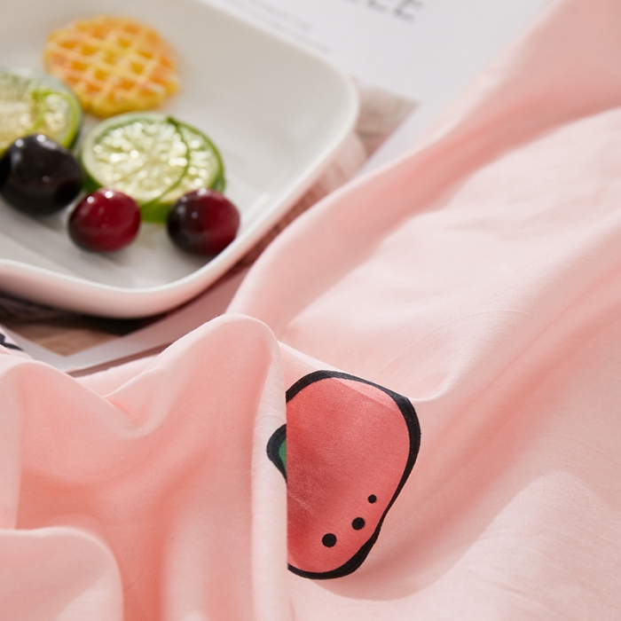 91家纺网 家纺一手货源 找家纺 一米阳光 2019新款A棉B纯色绒四件套 粉粉猪