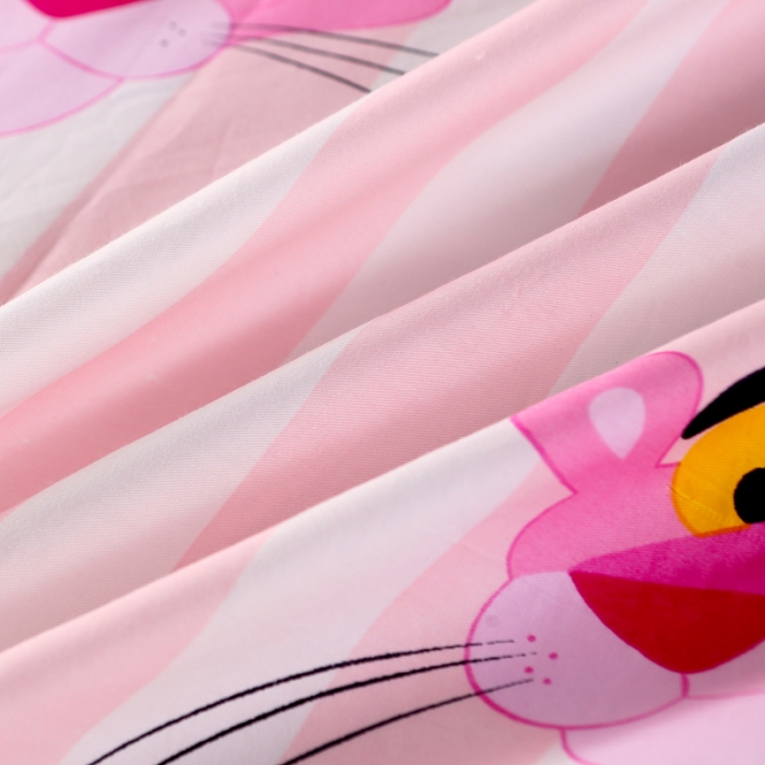 91家纺网 家纺一手货源 找家纺 一米阳光 2019新款A棉B纯色绒四件套 粉红豹