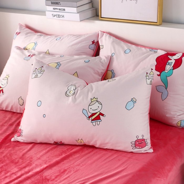 91家纺网 家纺一手货源 找家纺 一米阳光 2019新款A棉B纯色绒四件套 美人鱼