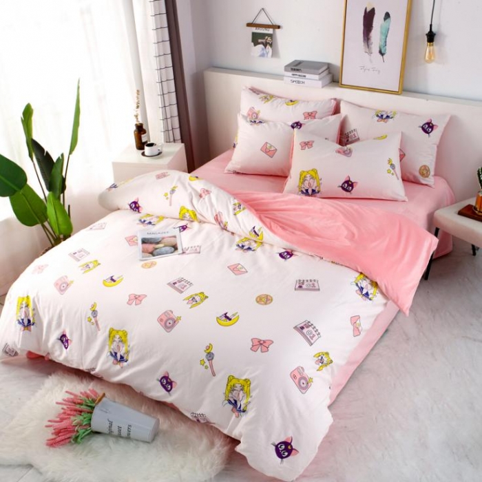 91家纺网 家纺一手货源 找家纺 一米阳光 2019新款A棉B纯色绒四件套 水冰月