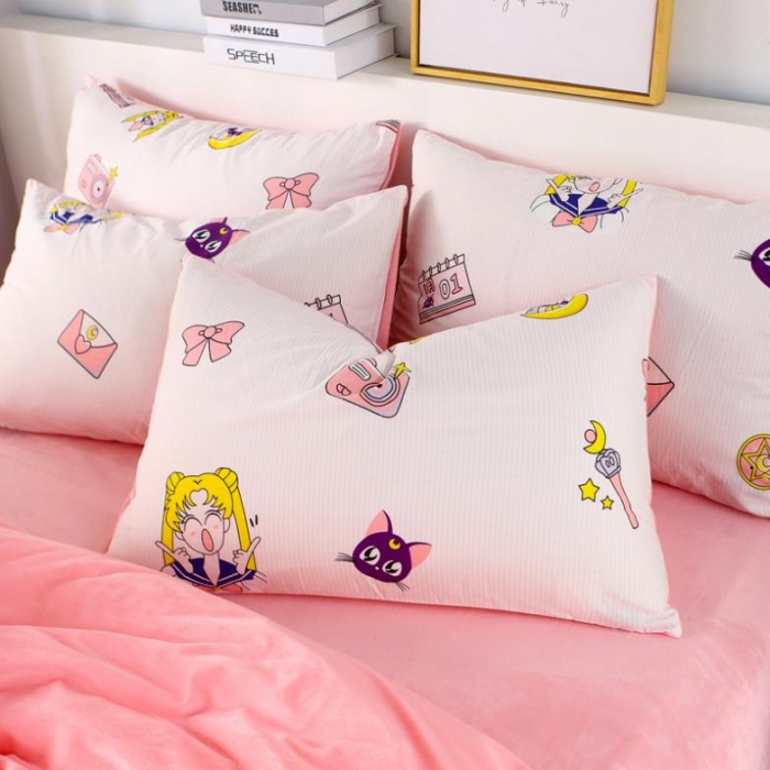 91家纺网 家纺一手货源 找家纺 一米阳光 2019新款A棉B纯色绒四件套 水冰月