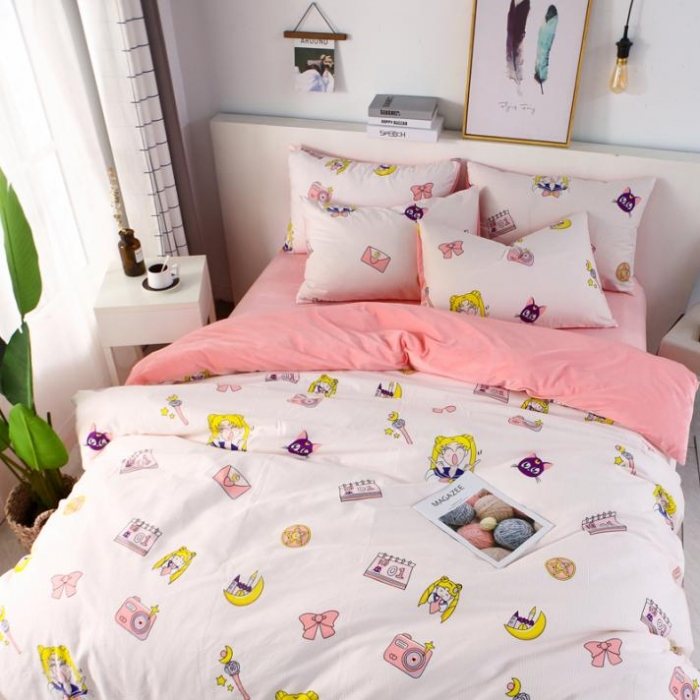 91家纺网 家纺一手货源 找家纺 一米阳光 2019新款A棉B纯色绒四件套 水冰月