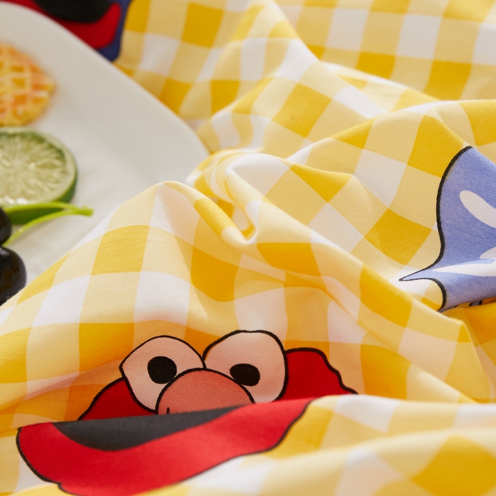 91家纺网 家纺一手货源 找家纺 一米阳光 2019新款A棉B纯色绒四件套 芝麻街