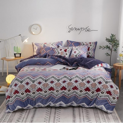 91家纺网 家纺一手货源 找家纺 一米阳光 2019新款法莱绒四件套 波西米亚