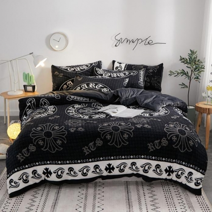 91家纺网 家纺一手货源 找家纺 一米阳光 2019新款法莱绒四件套 夜魅