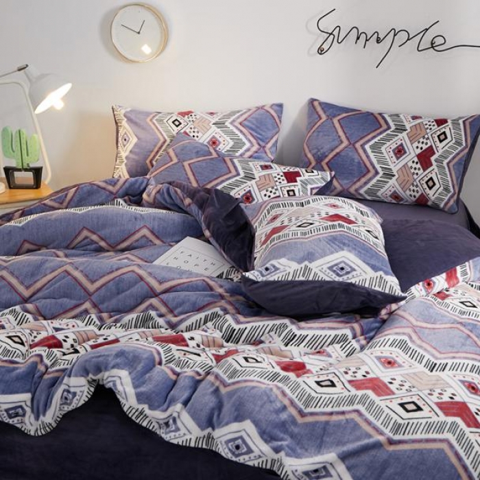 91家纺网 家纺一手货源 找家纺 一米阳光 2019新款法莱绒四件套 波西米亚