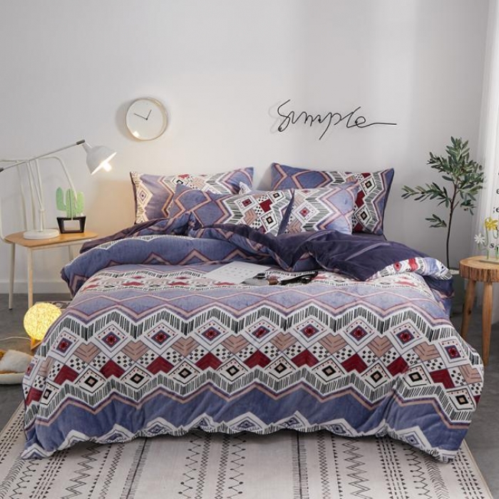 91家纺网 家纺一手货源 找家纺 一米阳光 2019新款法莱绒四件套 波西米亚