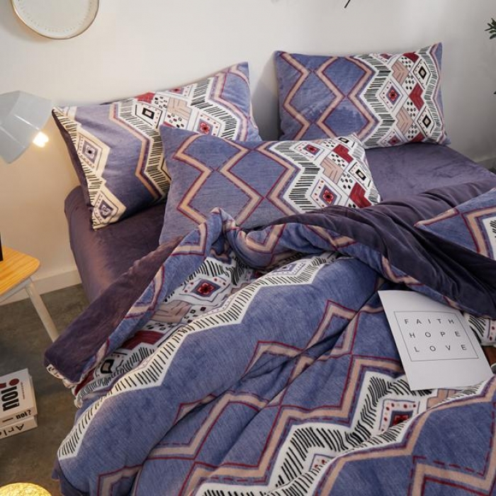 91家纺网 家纺一手货源 找家纺 一米阳光 2019新款法莱绒四件套 波西米亚