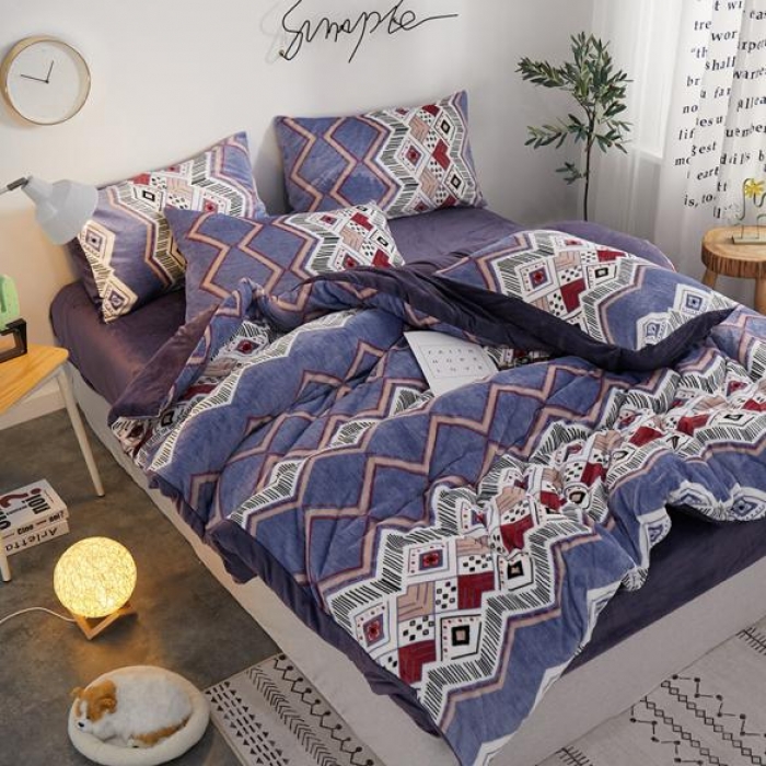 91家纺网 家纺一手货源 找家纺 一米阳光 2019新款法莱绒四件套 波西米亚