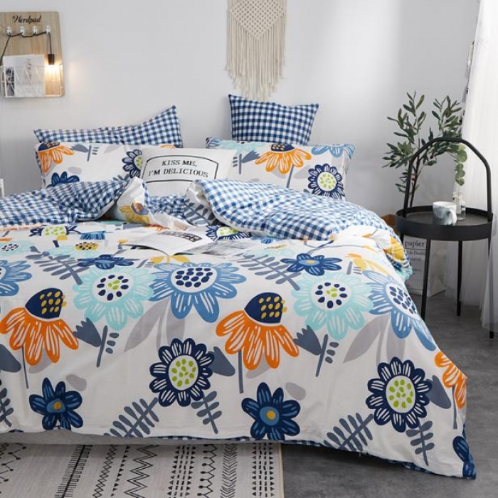 91家纺网 家纺一手货源 找家纺 一米阳光 2019新款A棉B格子绒四件套 格绒-花魅