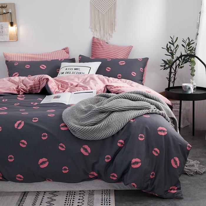 91家纺网 家纺一手货源 找家纺 一米阳光 2019新款A棉B格子绒四件套 格绒-诱惑