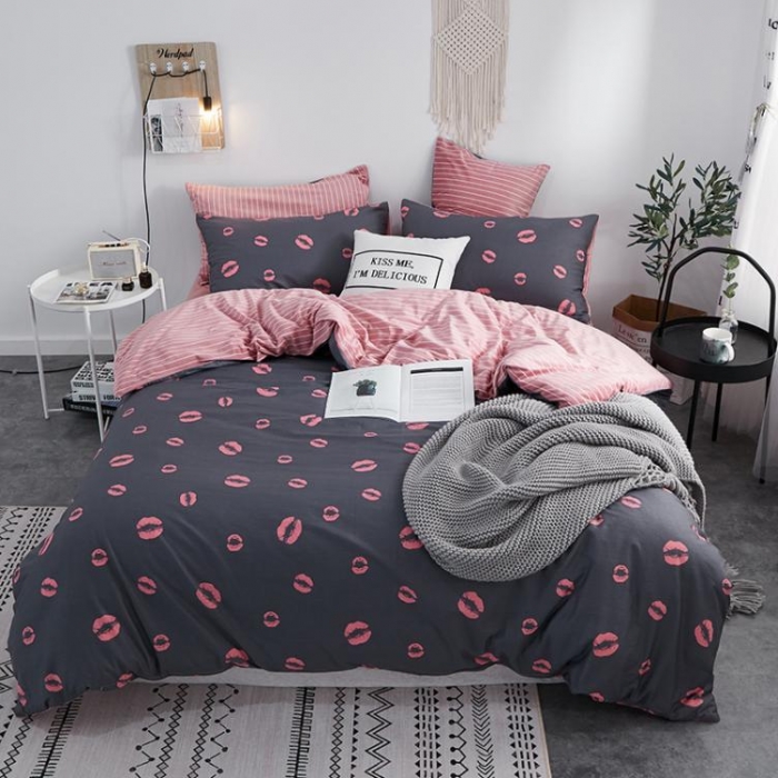 91家纺网 家纺一手货源 找家纺 一米阳光 2019新款A棉B格子绒四件套 格绒-诱惑