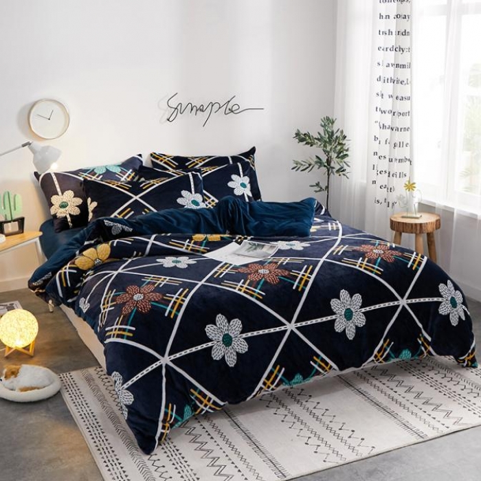 91家纺网 家纺一手货源 找家纺 一米阳光 2019新款法莱绒四件套 冬影