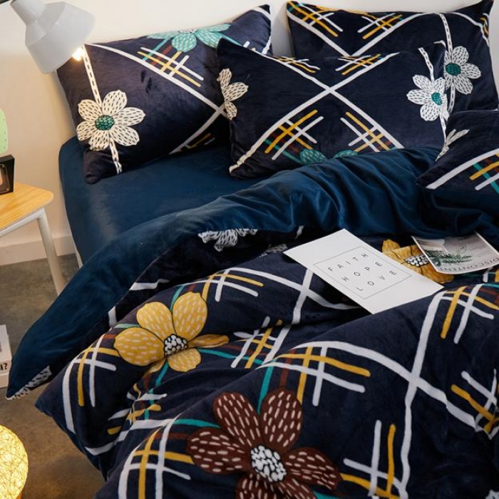 91家纺网 家纺一手货源 找家纺 一米阳光 2019新款法莱绒四件套 冬影