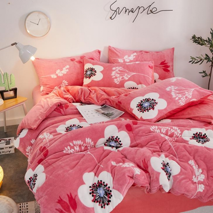 91家纺网 家纺一手货源 找家纺 一米阳光 2019新款法莱绒四件套 玛奇朵