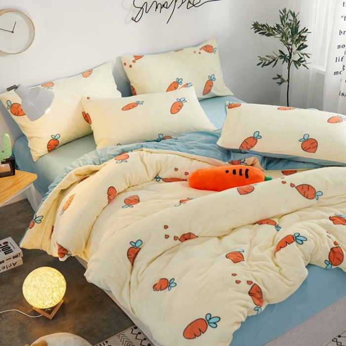 91家纺网 家纺一手货源 找家纺 一米阳光 2019新款法莱绒四件套 小萝卜呀