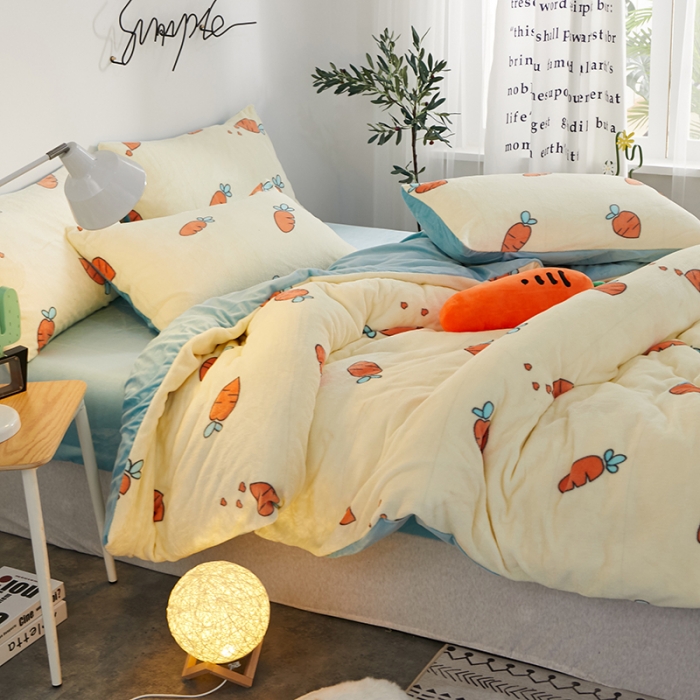 91家纺网 家纺一手货源 找家纺 一米阳光 2019新款法莱绒四件套 小萝卜呀