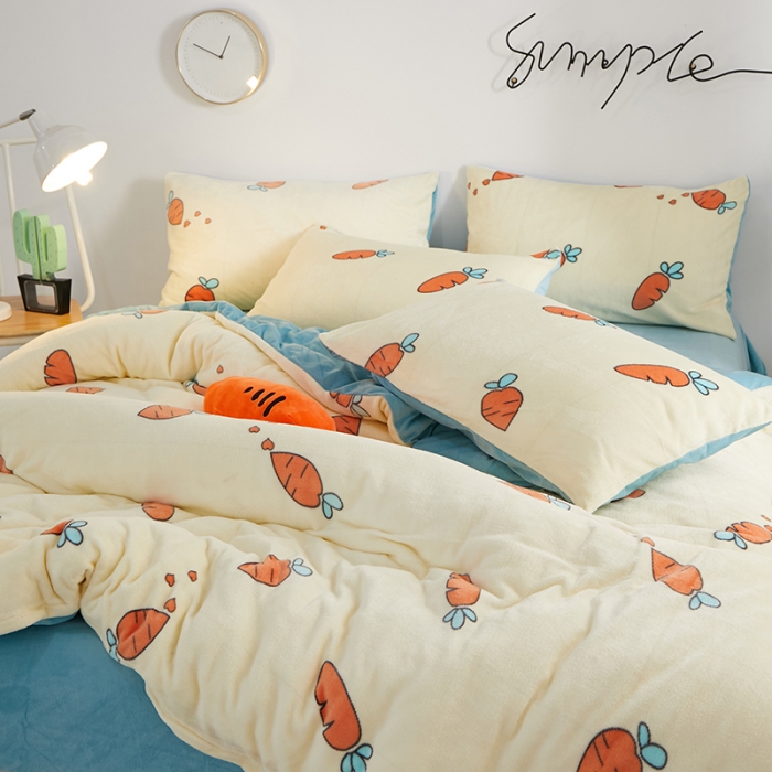 91家纺网 家纺一手货源 找家纺 一米阳光 2019新款法莱绒四件套 小萝卜呀