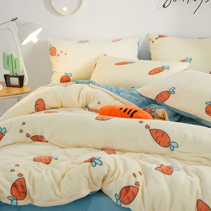 91家纺网 家纺一手货源 找家纺 一米阳光 2019新款法莱绒四件套 小萝卜呀