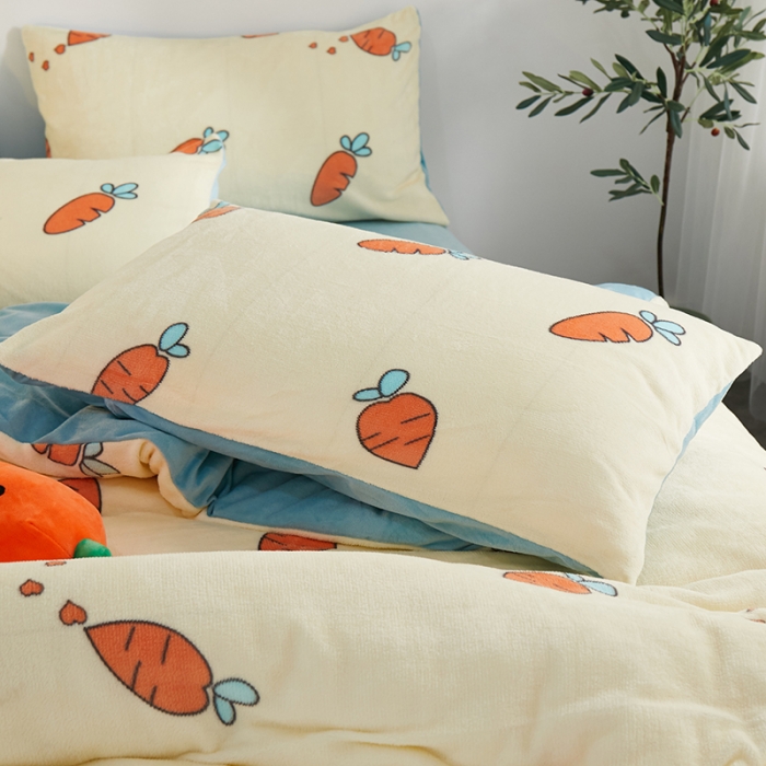 91家纺网 家纺一手货源 找家纺 一米阳光 2019新款法莱绒四件套 小萝卜呀