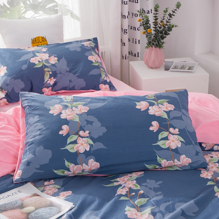 91家纺网 家纺一手货源 找家纺 一米阳光 2019新款A棉B纯色绒四件套 花魁