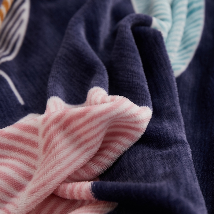 91家纺网 家纺一手货源 找家纺 一米阳光 2019新款法莱绒四件套 彩叶