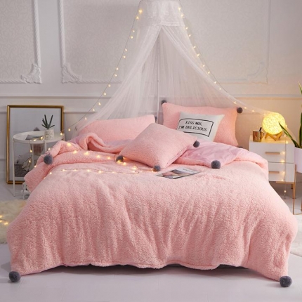 一米阳光 2019新款羊羔绒-暖绒系列套件 暖绒绒-嫩粉