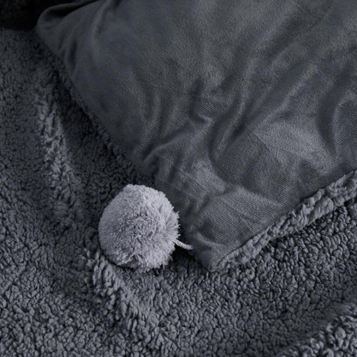 91家纺网 家纺一手货源 找家纺 一米阳光 2019新款羊羔绒-暖绒系列套件 暖绒绒-深灰