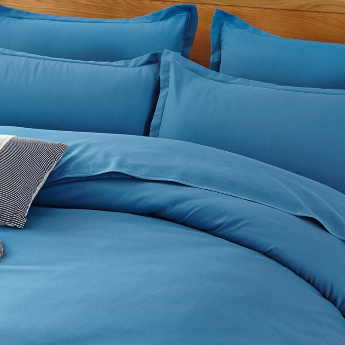 91家纺网 家纺一手货源 找家纺 贝拉梦 全活性芦荟棉纯色双拼四件套 纯色宝蓝