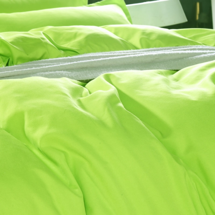91家纺网 家纺一手货源 找家纺 贝拉梦 全活性芦荟棉纯色双拼四件套 纯色果绿