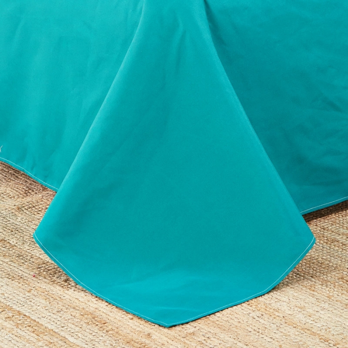 91家纺网 家纺一手货源 找家纺 贝拉梦 全活性芦荟棉纯色双拼四件套 纯色湖绿